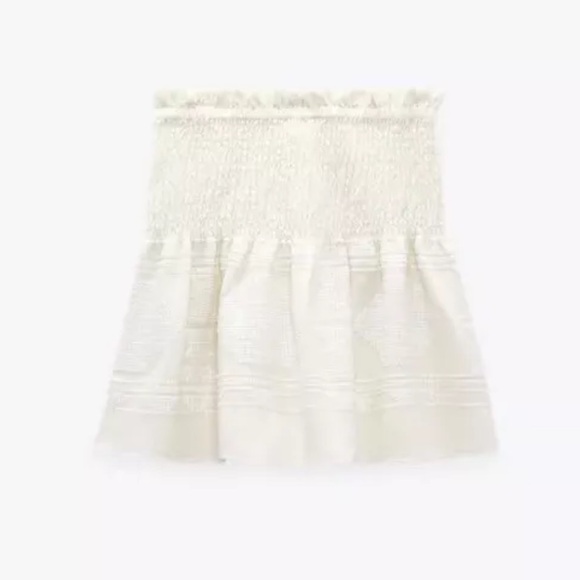 Zara Linen Blend Smocked Skirt M - Picture 4 of 16